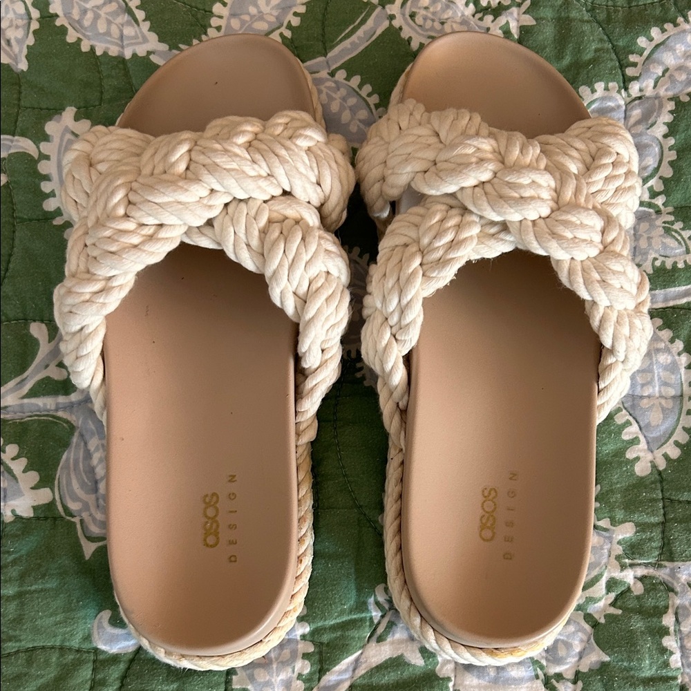 ASOS White Jasmine Braided Slide Sandals